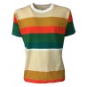 BottegaChilometriZero  man t-shirt half sleeve crew-neck striped beige / green / orange mod DU20051 MADE IN ITALY