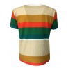 BottegaChilometriZero  man t-shirt half sleeve crew-neck striped beige / green / orange mod DU20051 MADE IN ITALY