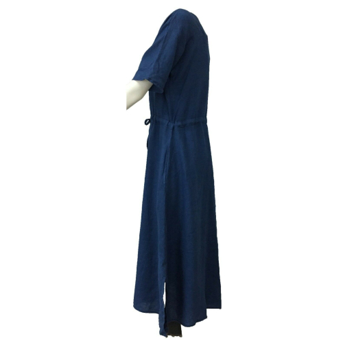 4.10 by BKØ abito donna indaco mezza manica abbottonato MADE IN ITALY DD20150