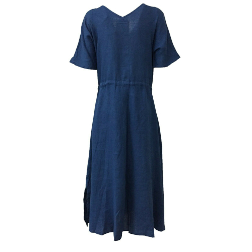 4.10 by BKØ abito donna indaco mezza manica abbottonato MADE IN ITALY DD20150