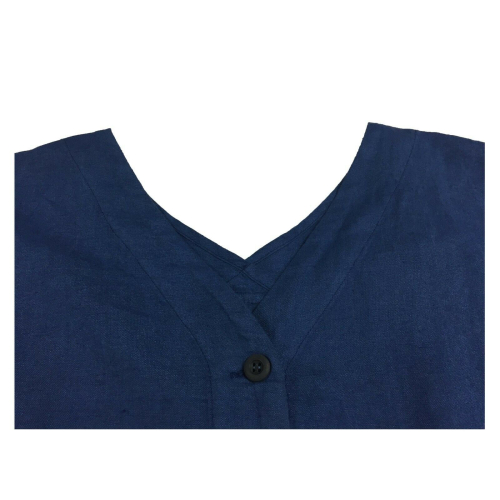 4.10 by BKØ abito donna indaco mezza manica abbottonato MADE IN ITALY DD20150