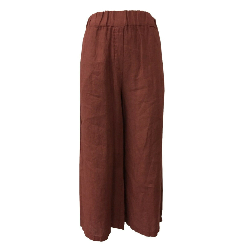 LA FEE MARABOUTEE women's wide linen trousers mod FC3350 MADE IN ITALY