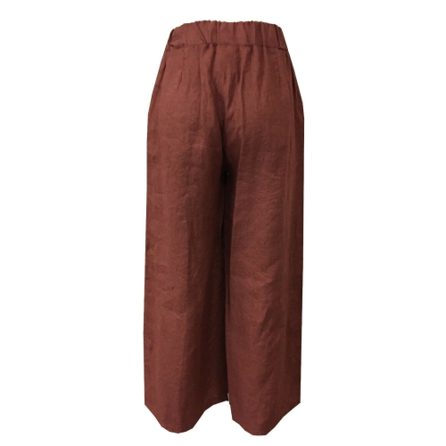 LA FEE MARABOUTEE women's wide linen trousers mod FC3350 MADE IN ITALY