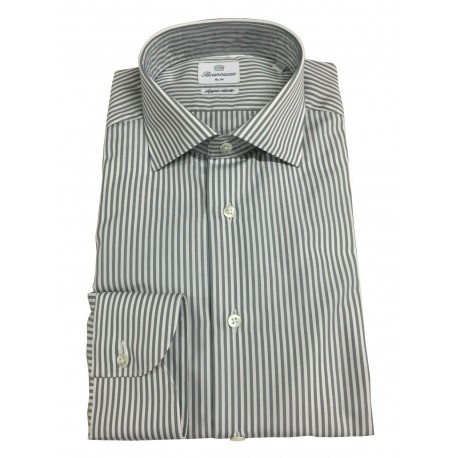 BRANCACCIO camicia uomo righe bianco/grigio SG00B0 SLIM GIO’ KS81402