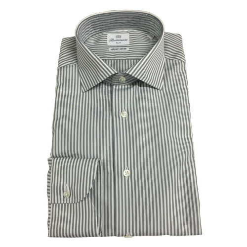 BRANCACCIO men's shirt white / gray stripes SG00B0 SLIM GIO 'KS81402