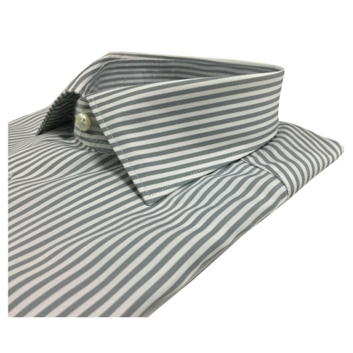 BRANCACCIO men's shirt white / gray stripes SG00B0 SLIM GIO 'KS81402