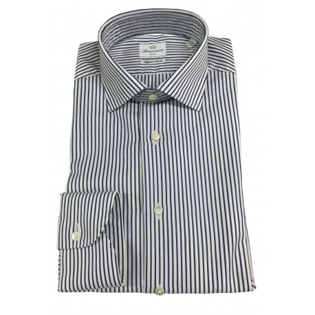 BRANCACCIO men's shirt white / blue stripes SG00B0 SLIM GIO' KS81303