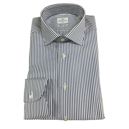 BRANCACCIO men's shirt white / blue stripes SG00B0 SLIM GIO' KS81303