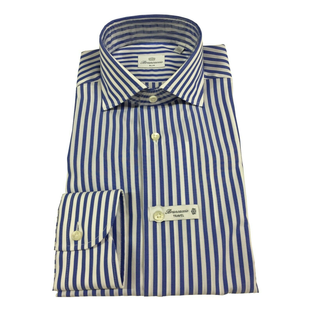 BRANCACCIO camicia uomo manica lunga righe bianco/azzurro PT BBN1511 VINCENT BRANCACCIO camicia uomo manica lunga righe bianco/azzurro PT BBN1511 VINCENT