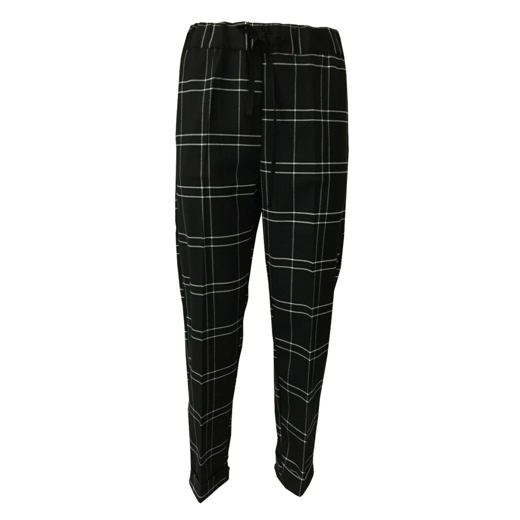 LIVIANA CONTI pantalone donna quadri nero/bianco F0WM33 MADE IN ITALY LIVIANA CONTI pantalone donna quadri nero/bianco F0WM33 MADE IN ITALY