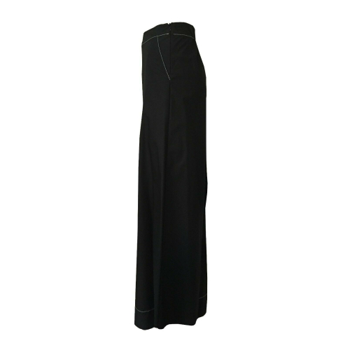 ETiCi wide trousers in light cotton black with white stitching P2 / 2422 MADE IN ITALY