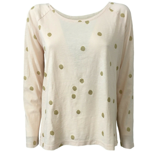 DES PETITS HAUTS Woman t-shirt with polka dots patches on the elbows mod RISALI 100% cotton