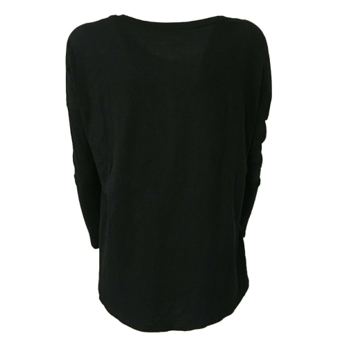 DES PETITS HAUTS T-shirt donna nero con bottoni mod RISBI 100% cotone
