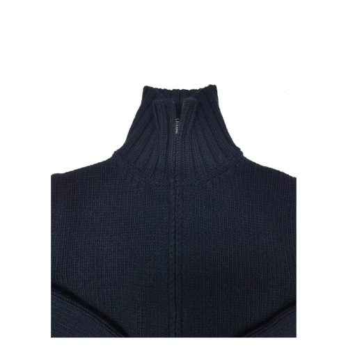 H953 Midnight blue open zip sweater with pockets mod. TOKIO HS3054 MADE IN ITALY