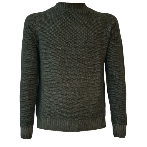 H953 Man round neck sweater GRANA DI RISO HS2904 military green MADE IN ITALY