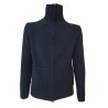 H953 Midnight blue open zip sweater with pockets mod. TOKIO HS3054 MADE IN ITALY