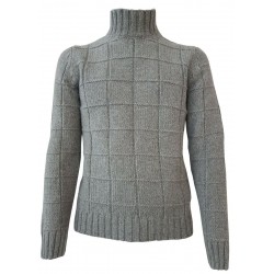 H953 Gray turtleneck man sweater DAMIE HS3053 100% merino wool MADE IN ITALY