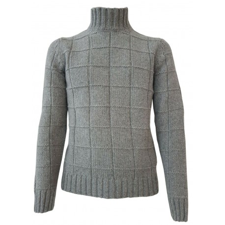 H953 Gray turtleneck man sweater DAMIE HS3053 100% merino wool MADE IN ITALY
