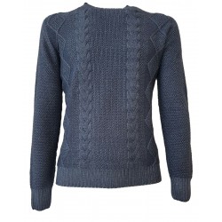 H953 Maglia 100% lana merinos extrafine trattamento brinato azzurro FISHERMAN