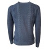 H953 Reversible blue flat rib sweater 100% merino wool