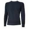 H953 Reversible blue flat rib sweater 100% merino wool ISERE HS2942