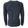H953 Reversible blue flat rib sweater 100% merino wool ISERE HS2942