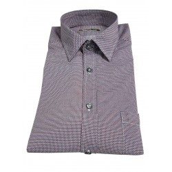 BROUBACK camicia uomo in cotone con taschino manica lunga rosso/blu MADE IN ITALY