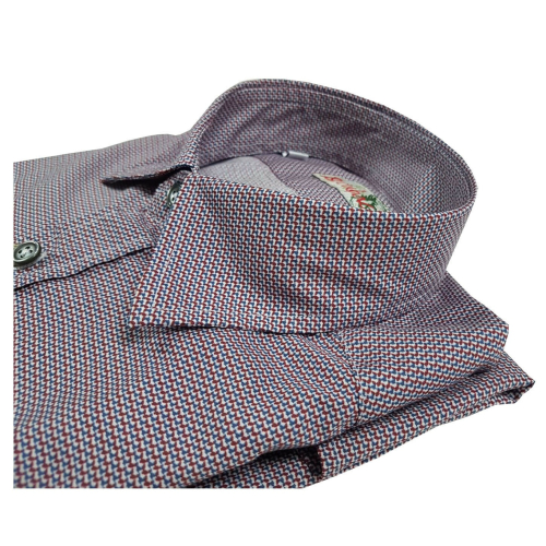 BROUBACK camicia uomo in cotone con taschino manica lunga rosso/blu MADE IN ITALY