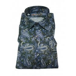 BROUBACK camicia uomo in cotone con taschino manica lunga fantasia cachemire MADE IN ITALY