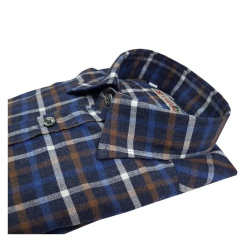 BROUBACK camicia uomo in cotone con taschino manica lunga a quadri MADE IN ITALY