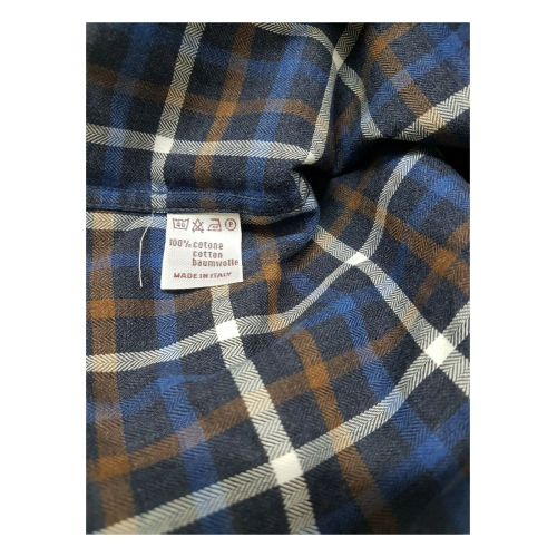 BROUBACK man shirt in cotton with pocket long sleeve checked MADE IN ITALY