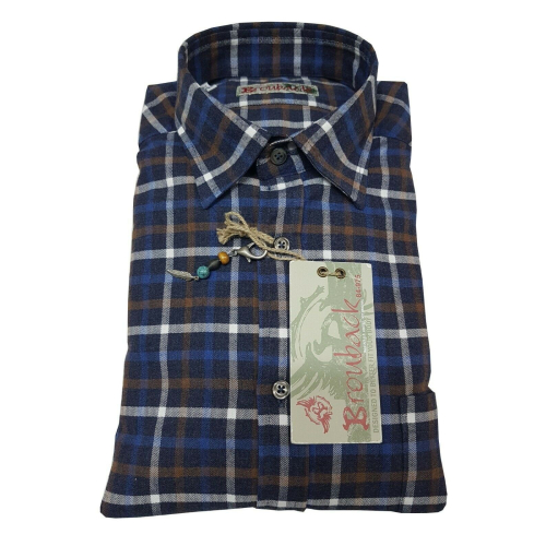 BROUBACK camicia uomo in cotone con taschino manica lunga a quadri MADE IN ITALY