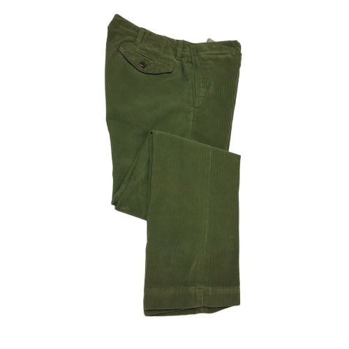 MANIFATTURE MONTONE Chino in velvet 500 green lines mod.OLIVARO MADE IN ITALY