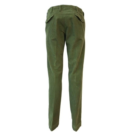 MANIFATTURE MONTONE Chino in velvet 500 green lines mod.OLIVARO MADE IN ITALY