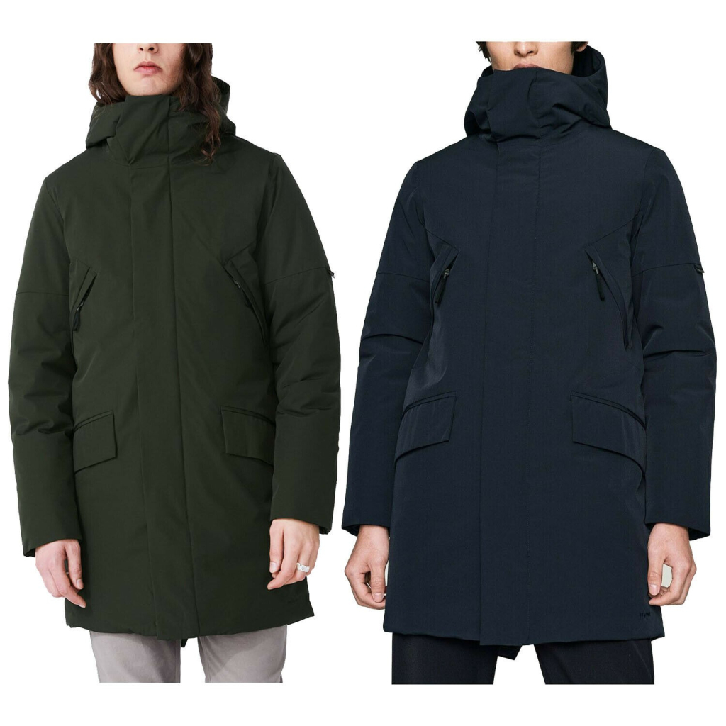 ELVINE Parka lungo invernale blu tessuto stretch imbottitura Thermore mod Zane