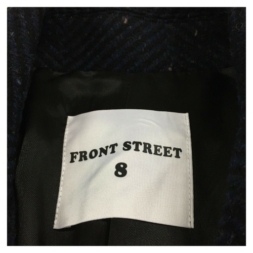 FRONT STREET 8 double-breasted blue / black wool coat FR281 / B RESCA DOUBLE BRASTED COAT MADE IN ITALY
