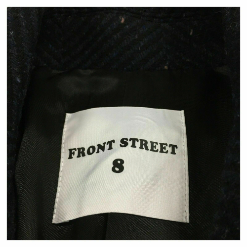 FRONT STREET 8 blue / dark brown / burgundy checked wool man coat art FR278 / B TWEED COAT MADE IN ITALY