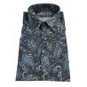 BROUBACK camicia uomo in cotone moro con taschino manica lunga fantasia cachemire MADE IN ITALY