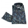 BROUBACK camicia uomo in cotone moro con taschino manica lunga fantasia cachemire MADE IN ITALY