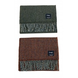 DRAKE'S man scarf with fringes patterned squares art SCF-06LAM-20757 75% lambswool 25% angora MADE IN SCOTLAND