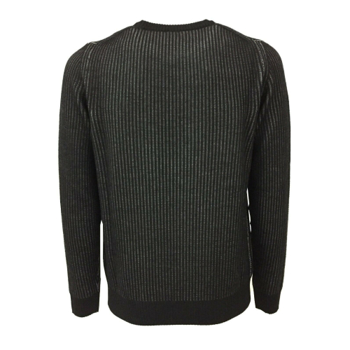 FERRANTE maglia uomo lana girocollo coste nero/bianco art U22121 MADE IN ITALY