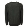 FERRANTE men's wool sweater crew neck ribbed black / white art U22121 MADE IN ITALY