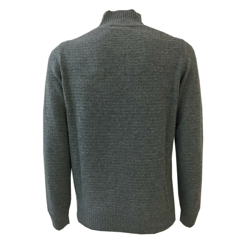 FERRANTE gray men's sweater buttons on the neck embossed processing R20309 MADE IN ITALY