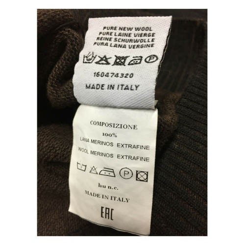 FERRANTE men's cardigan with zip and hood black / dark brown art U30027 MADE IN ITALY