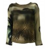 LA FEE MARABOUTEE blusa donna girocollo manica lunga fantasia nero/moro/verde FC5063 MADE IN ITALY