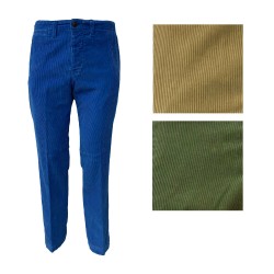 MANIFATTURE MONTONE Chino in velvet 500 green lines mod.OLIVARO MADE IN ITALY