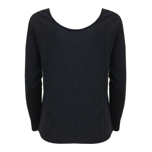 DES PETITS HAUTS woman long sleeve blue crew neck t-shirt GAMUTI 100% cotton