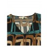 LA FEE MARABOUTEE blusa donna fantasia nero/cuoio/pavone art FC5158 MADE IN ITALY