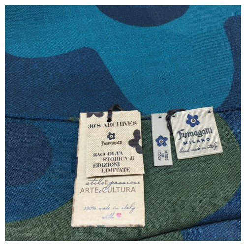FUMAGALLI foulard lana fiori blu RACCOLTA STORICA ATLA WO T-06 MADE IN ITALY