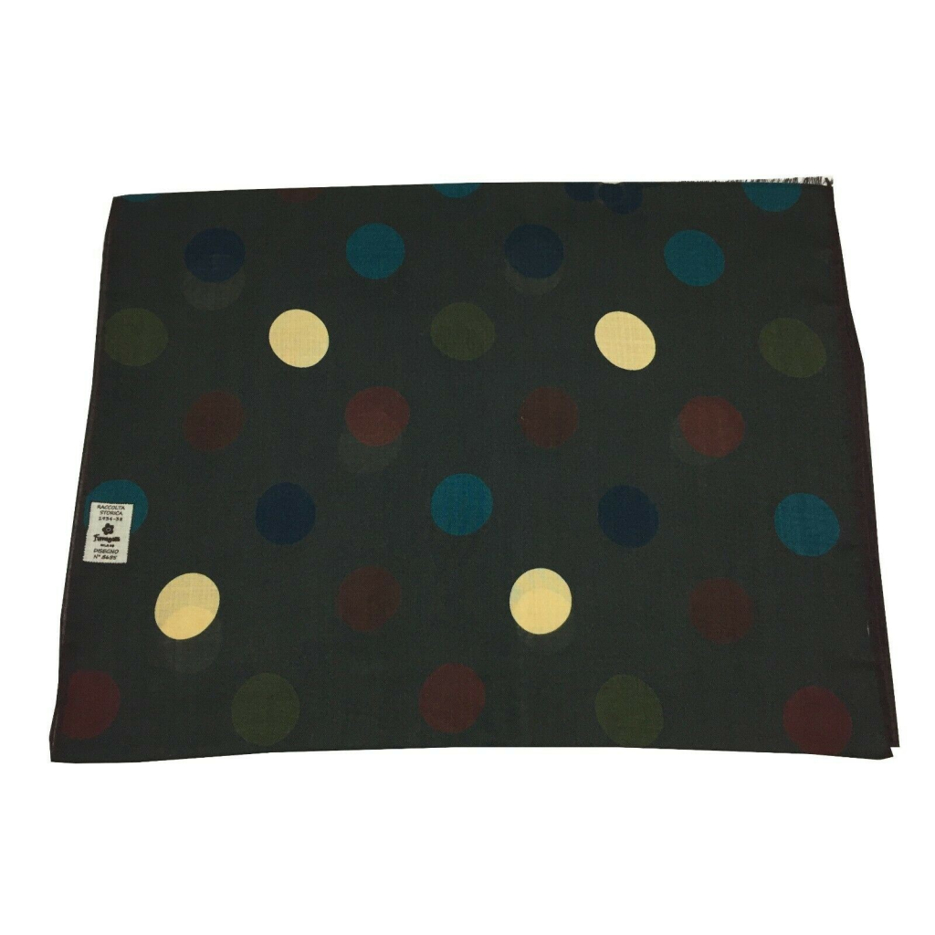 FUMAGALLI foulard lana marrone a pois RACCOLTA STORICA GEO WOT-13 MADE IN ITALY